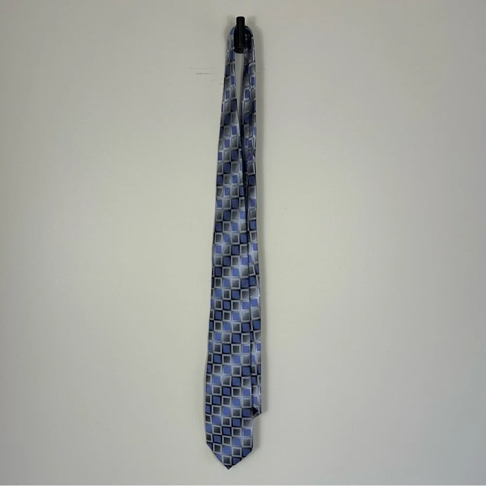 Balenciaga 100% Silk Purple Geometric Tie
